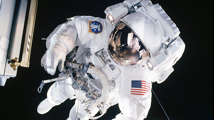 Astronaut on spacewalk.