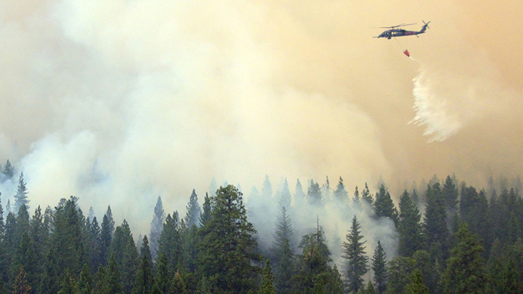 Helicopter fighting a fire