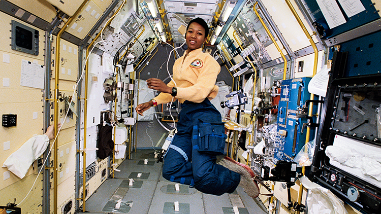 NASA astronaut Mae Jemison Working in Spacelab-J
