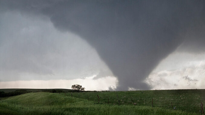 Tornado touches down in a field in Bennington, Kansas